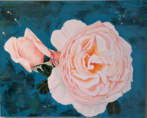 David Austen Rose, Acrylic on wood panel 16 x 20 : Available