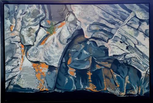 Muskoka Rock Wall, Framed size 26 x 38, Acrylic on Canvas - Available