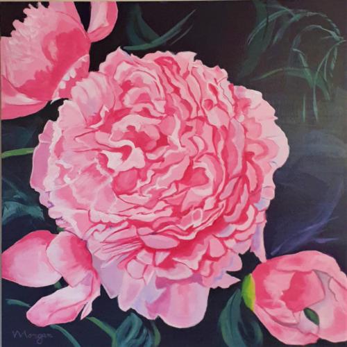 Peony #3 20×20 wood panel: SOLD