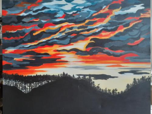 Sunset Hyw 69 N. Acrylic on Canvas 24 x 30 - Available