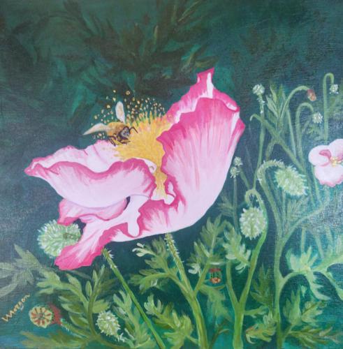 Bee-Liscious 12x12in acrylic on wood. Available